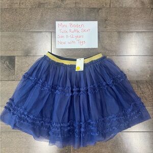 NWT Mini Boden Blue Tulle Ruffle Skirt 11-12